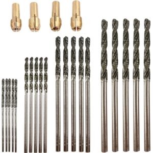diamond drill bits 1mm 1.5mm 2mm 2.5mm 20 pieces 4 sizes diamond drill bits for glass compatible with dremel collets included jewelry glass shells gems lapidary ornament bracelet necklace arts crafts