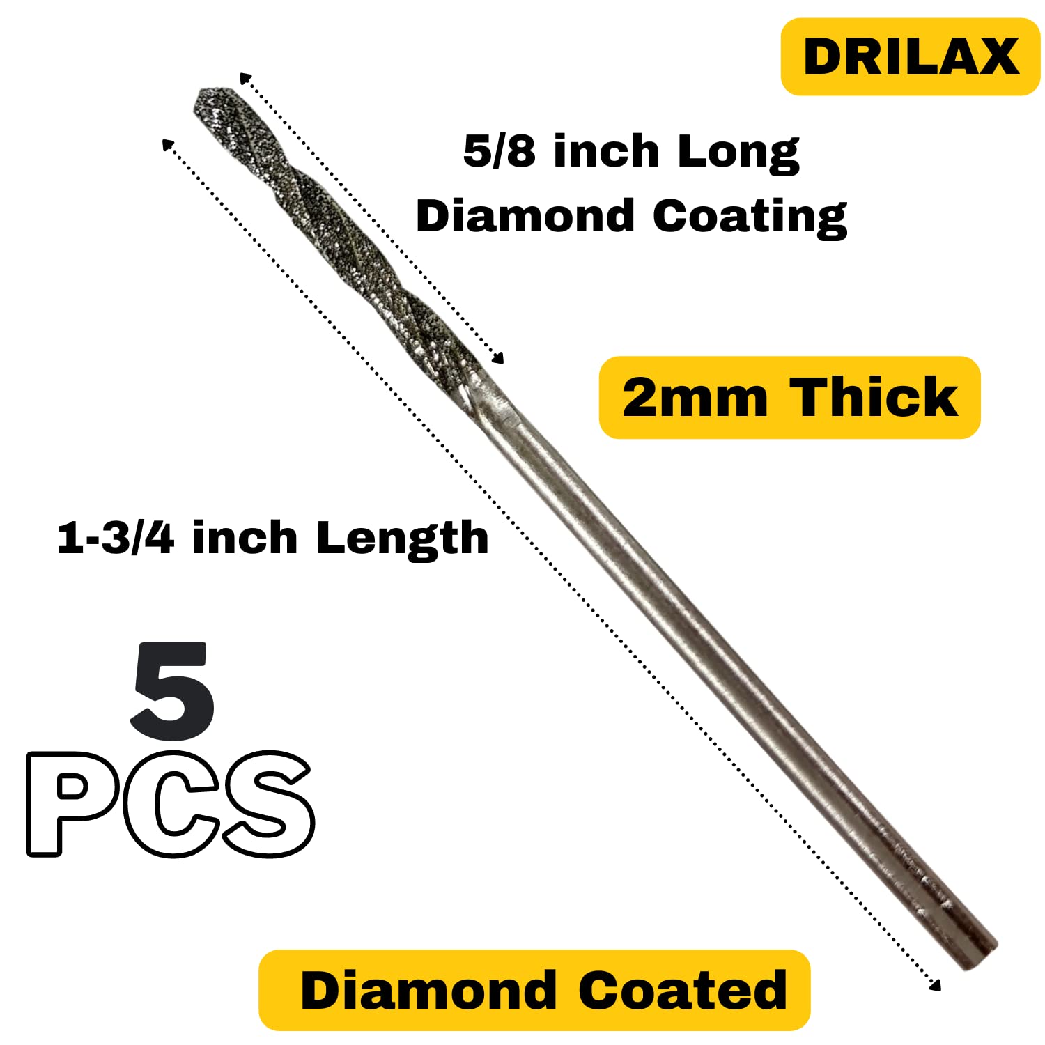 Diamond Drill Bits 1mm 1.5mm 2mm 2.5mm 20 Pieces 4 Sizes Diamond Drill Bits for Glass Compatible with Dremel Collets Included Jewelry Glass Shells Gems Lapidary Ornament Bracelet Necklace Arts Crafts