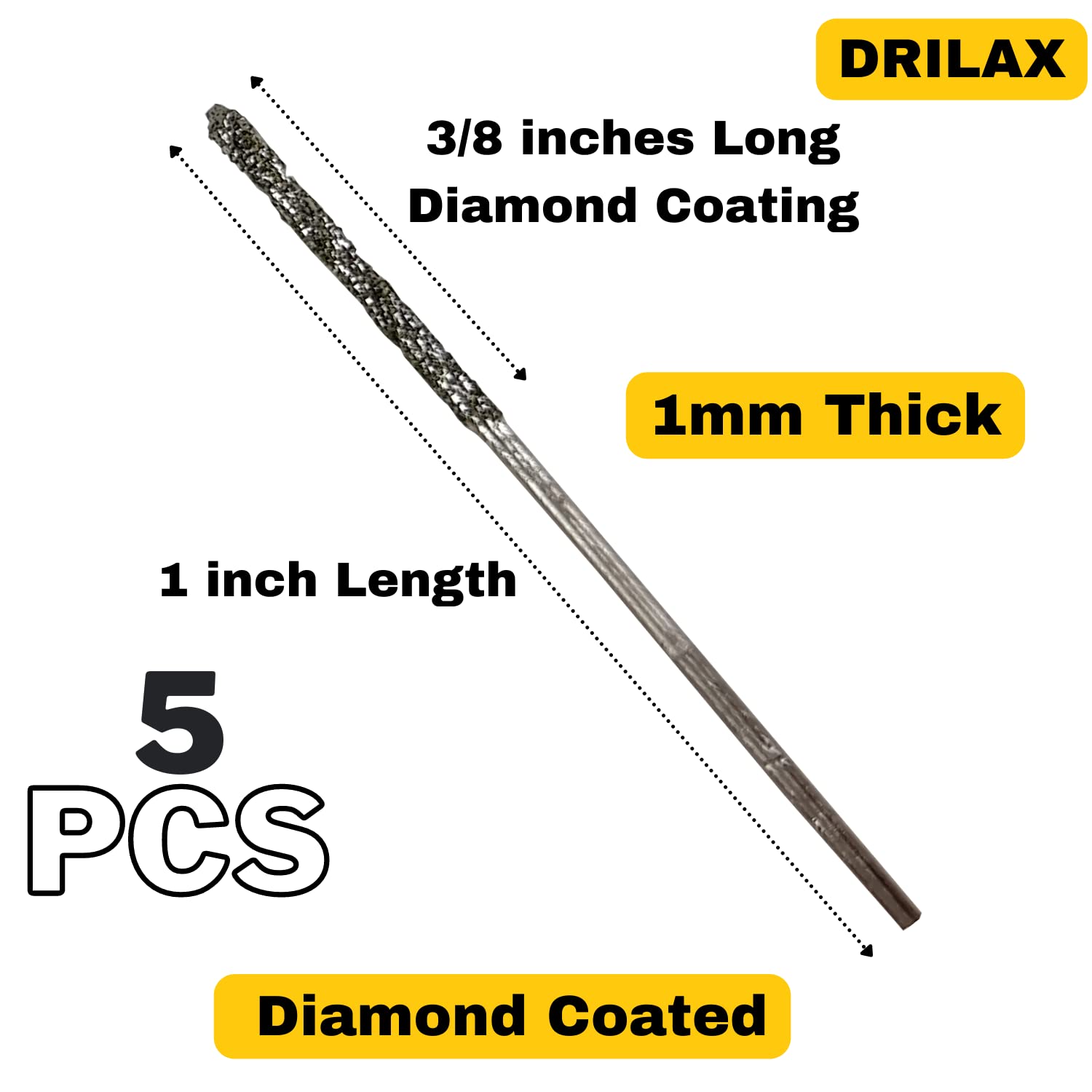 Diamond Drill Bits 1mm 1.5mm 2mm 2.5mm 20 Pieces 4 Sizes Diamond Drill Bits for Glass Compatible with Dremel Collets Included Jewelry Glass Shells Gems Lapidary Ornament Bracelet Necklace Arts Crafts