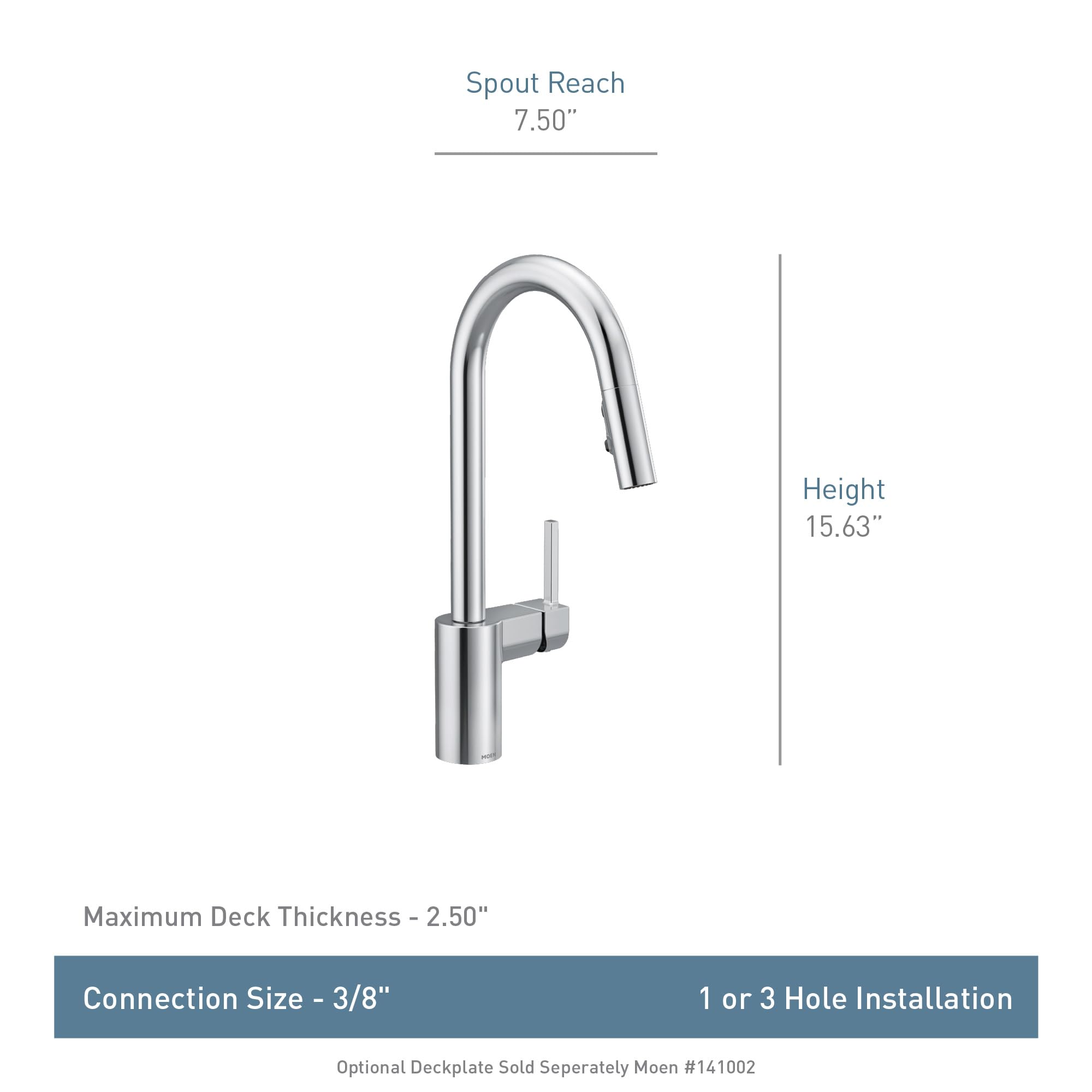 Moen Align Spot Resist Stainless One-Handle Modern Kitchen Pulldown Faucet with Retractable Reflex Docking System and Power Boost Spray Technology for a Faster Clean, 7565SRS