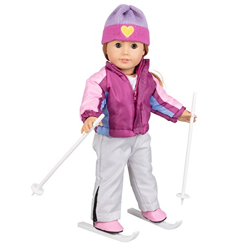 Skiing Winter Doll Outfit for American 18" Girl Dolls - 7 Piece Premium Handmade Clothes Set Costume