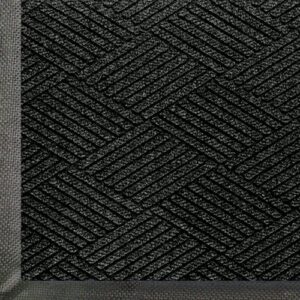 m+a matting waterhog max diamond | commercial-grade entrance mat with diamond pattern & rubber border | indoor/outdoor, quick-drying, stain resistant door mat (black smoke, 4' x 6')