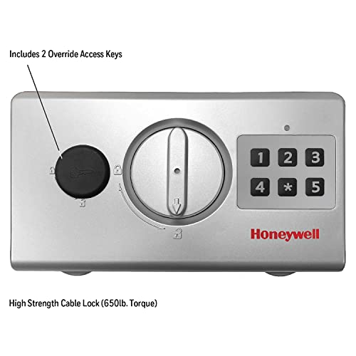 Honeywell Safes & Door Locks - Hideable Money Safe Box with Carry Handle - Fire Resistant Safe Document Box for Home - Metal Box with Digital Lock for Personal Items, Jewelry, Cash - 0.48-Cu - Black