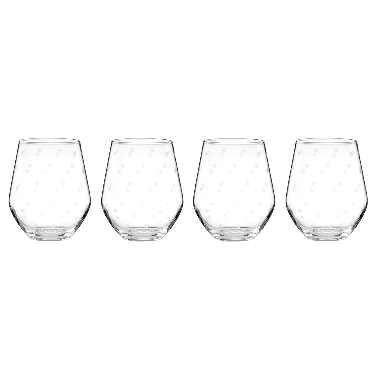 Kate Spade New York Larabee Dot 4-Piece Stemless White Wine Glass Set, 12 fluid ounces