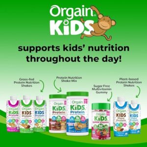 Orgain Organic Kids Nutritional Protein Shake, Vanilla - Kids Snacks with 8g Dairy Protein, 22 Vitamins & Minerals, Fruits & Vegetables, Gluten Free, Soy Free, Non GMO, 8.25 Fl Oz (Pack of 12)