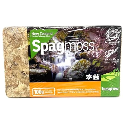 besgrow Premium New Zealand Sphagnum Moss, 100g (8L When Hydrated) - Harvested Sustainably from The Pristine West Coast of New Zealand's South Island