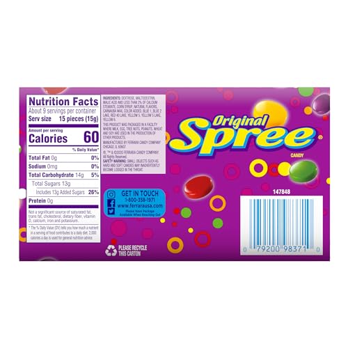 Wonka Spree Original Hard Candy, 5 Ounce Theater Candy Boxes (Pack of 12)