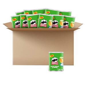 pringles potato crisps chips, lunch snacks, office and kids snacks, grab n' go, sour cream and onion (12 cans)