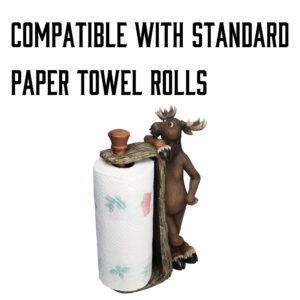 Rivers Edge Products Countertop Paper Towel Holder, Unique Resin and Wood Paper Towel Holder, Novelty Napkin Roll Holder for Counter, Giftable Animal Paper Towel Stand, Moose