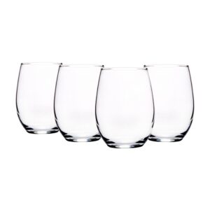 home essentials red series 15 ounce stemless wine glass set of 4