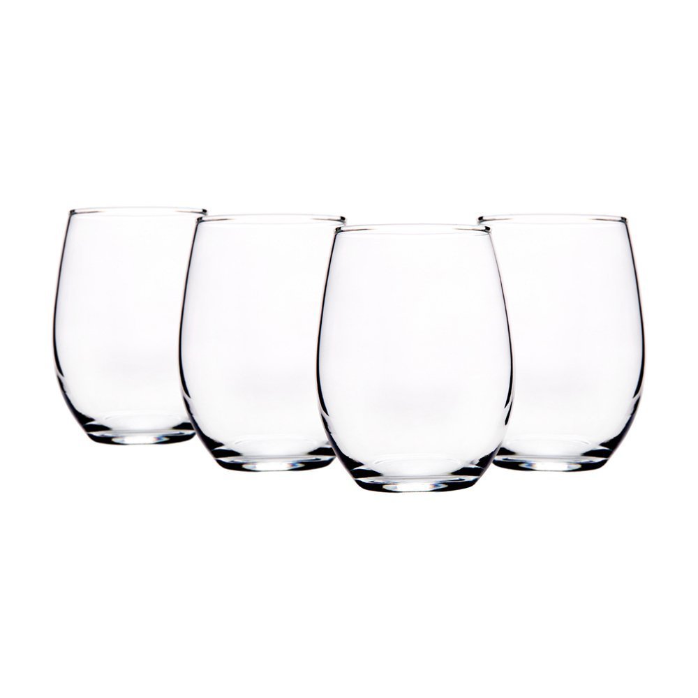 Home Essentials Red Series 15 ounce Stemless Wine Glass set of 4