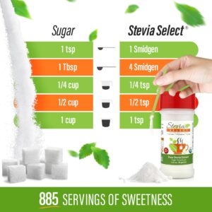 Stevia Select Organic Stevia Powder - Sugar Free Plant Based Pure Stevia Sweetener Stevia Extract Keto Sugar Substitute No Fillers 0 Calorie 1.25 Oz