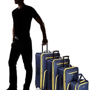 Rockland Journey Softside Upright Luggage Set, Expandable, Navy, 4-Piece (14/19/24/28)