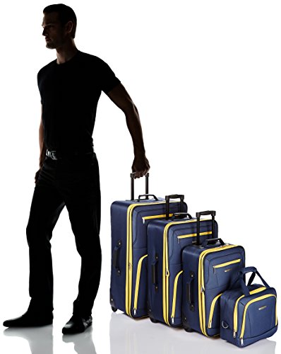 Rockland Journey Softside Upright Luggage Set, Expandable, Navy, 4-Piece (14/19/24/28)