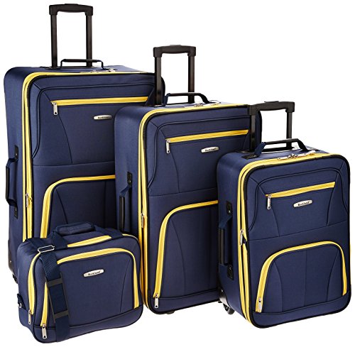 Rockland Journey Softside Upright Luggage Set, Expandable, Navy, 4-Piece (14/19/24/28)