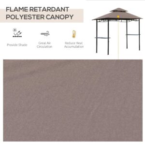 Outsunny 8' Patio BBQ Grill Gazebo Canopy with 2 Tier, Flame Retardant Cover, Large Storage Work Platform and Stylish Utility