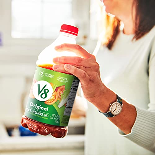 V8 Original 100% Vegetable Juice, Vegetable Blend with Tomato Juice, 46 FL OZ Bottle (Pack of 6)