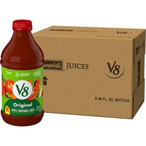 v8 original 100% vegetable juice, vegetable blend with tomato juice, 46 fl oz bottle (pack of 6)