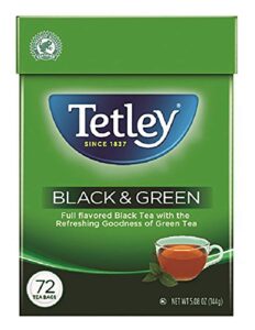 tetley tea bags, black and green, 72 count (packaging may vary)