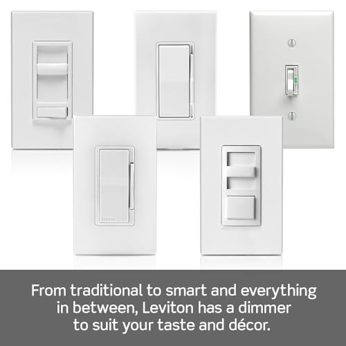 Leviton SureSlide Dimmer Switch for Dimmable LED, Halogen and Incandescent Bulbs, 6672-1LW, White