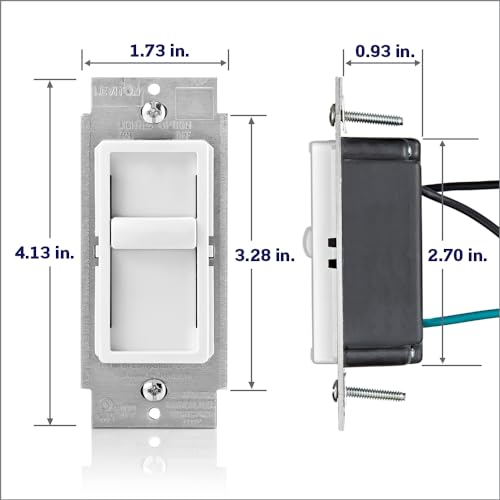 Leviton SureSlide Dimmer Switch for Dimmable LED, Halogen and Incandescent Bulbs, 6672-1LW, White