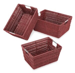 whitmor rattique storage baskets - red (3 piece set)