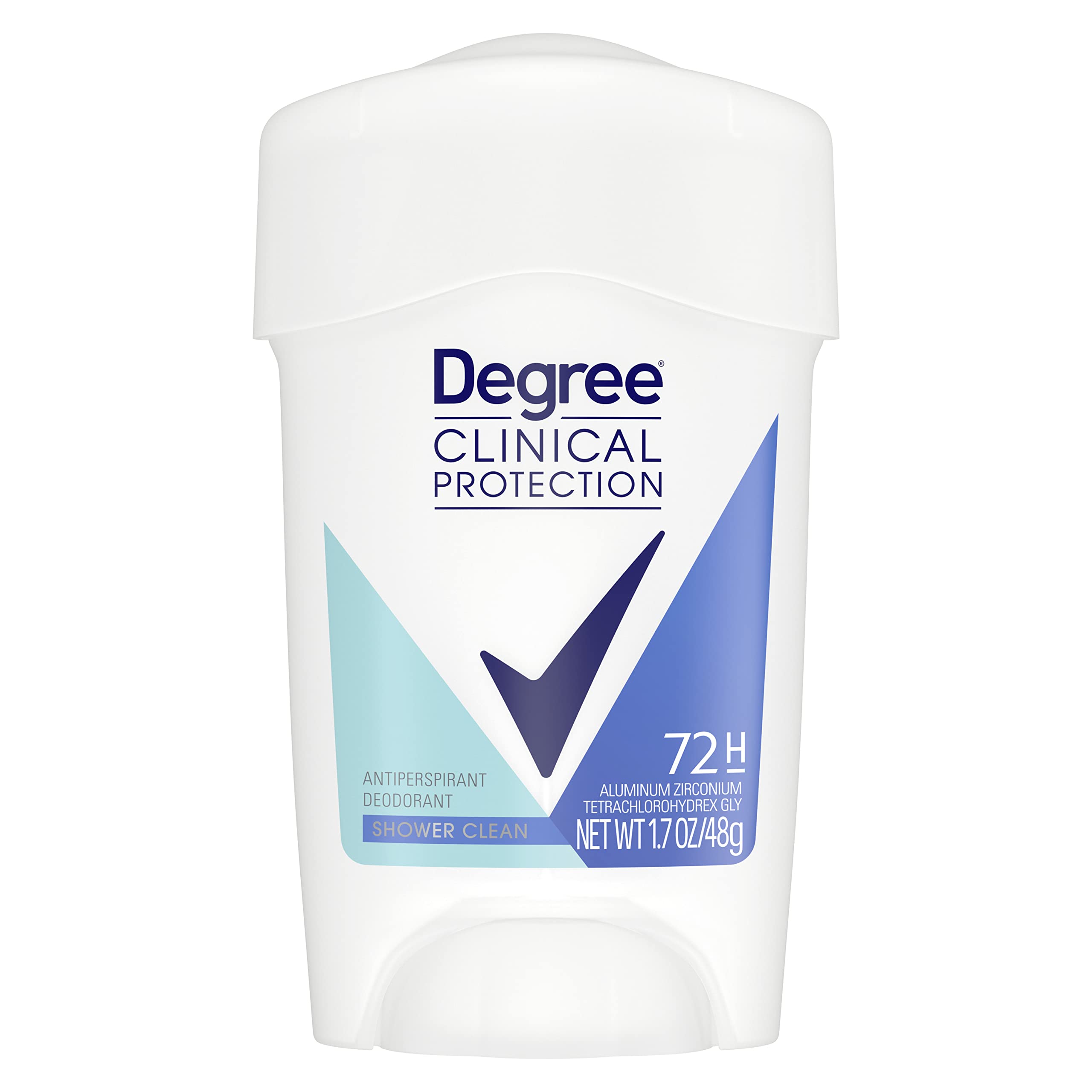 Degree Clinical Protection Antiperspirant Deodorant 72-Hour Sweat & Odor Protection Shower Clean Antiperspirant for Women 1.7 oz