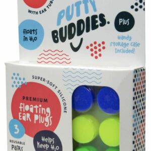 PUTTY BUDDIES Floating Earplugs 3-Pair Pack – Soft Silicone Ear Plugs for Swimming & Bathing – Invented by Physician – Block Water– Premium Swim Earplugs – Doctor Recommended – Ear Tubes