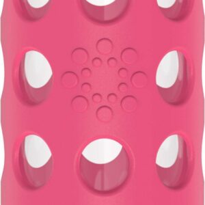 Lifefactory 9-Ounce BPA-Free Glass Water Bottle with Flat Cap and Silicone Sleeve, Raspberry