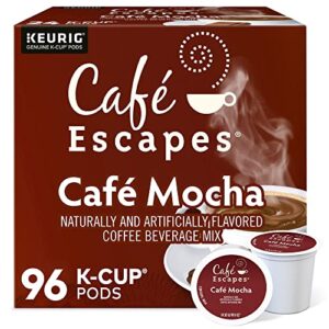 cafe escapes cafe mocha keurig single-serve k-cup pods, 96 count (4 packs of 24)