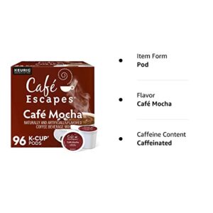 Cafe Escapes Cafe Mocha Keurig Single-Serve K-Cup Pods, 96 Count (4 Packs of 24)