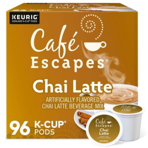 cafe escapes chai latte keurig single-serve k-cup pods, 96 count (4 packs of 24)