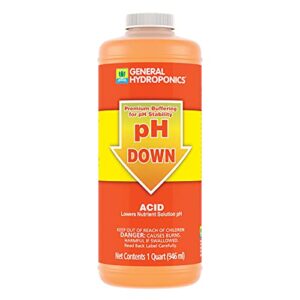 general hydroponics ph down liquid premium buffering for ph stability, quart