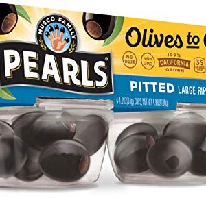 Pearls Olives To Go!, Large Ripe Pitted, Black Olives, 4.8 Ounce - 4 Count(Pack of 6)