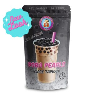 Quick Cook REAL Tapioca Black (Brown Sugar) Boba Pearls By Buddha Bubbles Boba 10 Ounces (283 Grams)