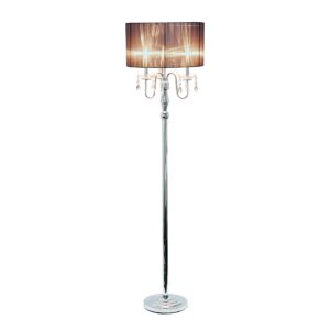 Elegant Designs LF1002-BLK Trendy Romantic Sheer Shade Hanging Crystals, Black Floor Lamp