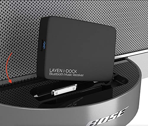 LAYEN i-Dock - Premium 30 Pin Bluetooth Adapter | Qualcomm CSR Chipset | aptX = Superior Wireless Audio | Multi-Pair | for Bose SoundDock & Other iPod iPhone Docking Stations (Not for Cars)