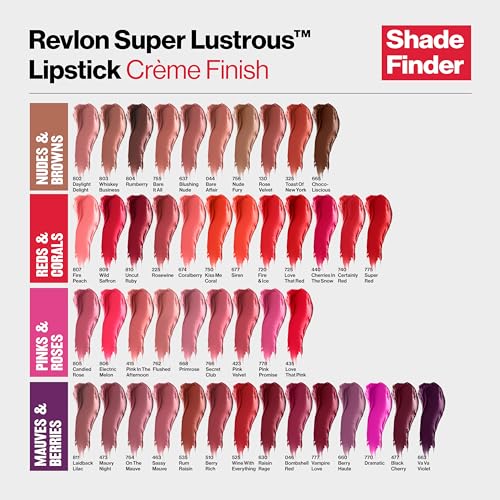 Revlon Super Lustrous Lipstick, High Impact Lipcolor with Moisturizing Creamy Formula, Infused with Vitamin E and Avocado Oil in Nude / Brown, Rose Velvet (130)