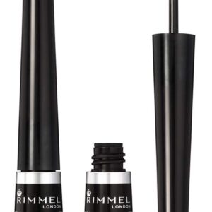 Rimmel London Scandaleyes Exaggerate Liquid Eyeliner, Intense Color, Long-Wearing, Waterproof, 001, Black, 0.08oz