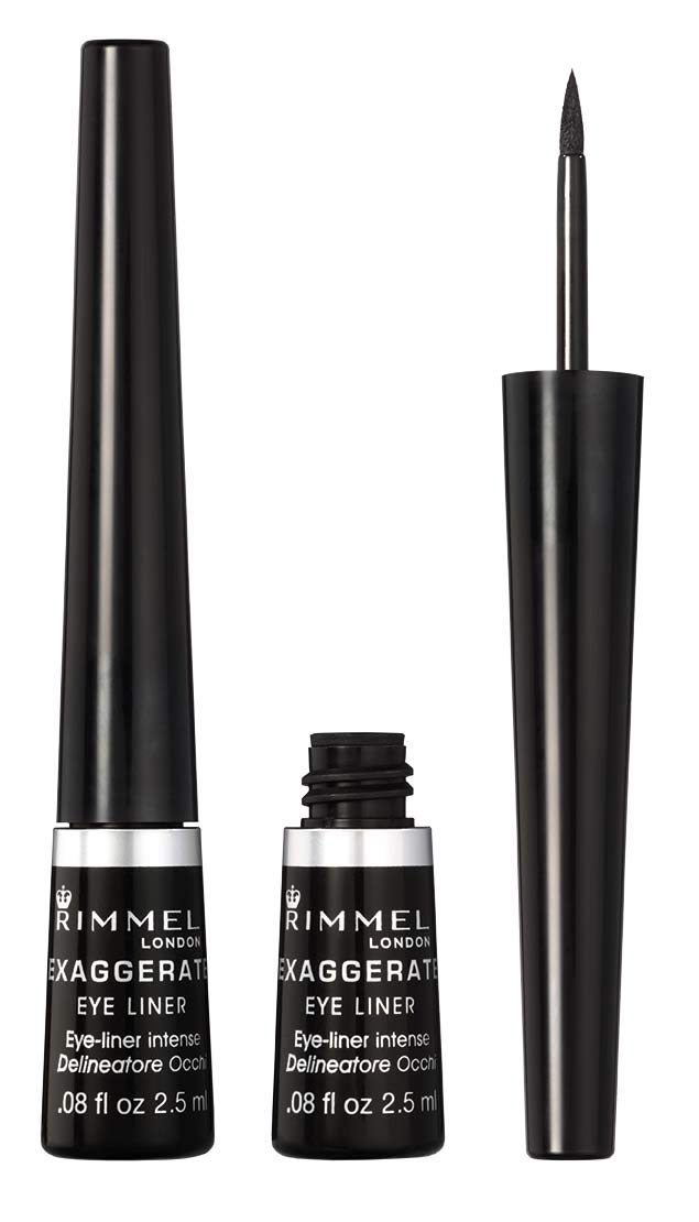 Rimmel London Scandaleyes Exaggerate Liquid Eyeliner, Intense Color, Long-Wearing, Waterproof, 001, Black, 0.08oz