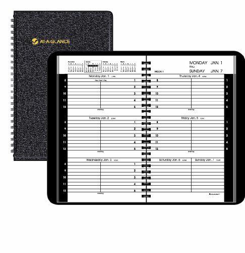 AT-A-GLANCE 2017 Weekly Appointment Book, Black, 4 7/8 x 8 Inches (70-075-05)