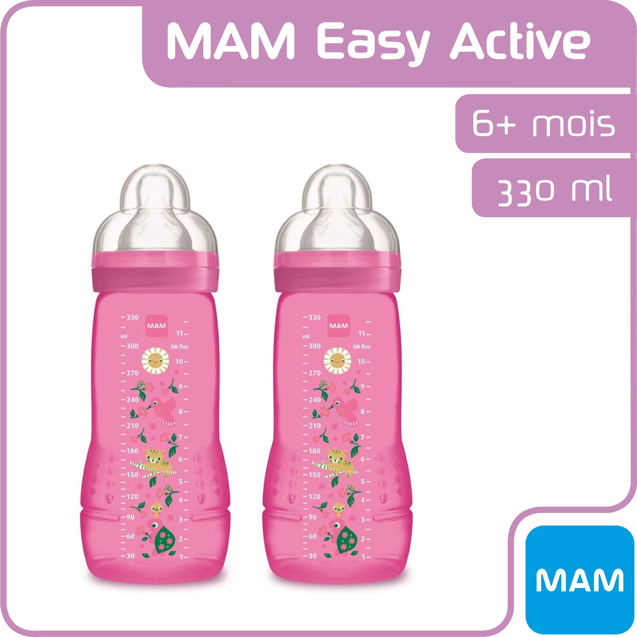 MAM BIBERON 2EME Age Fille Tétine Débit X Lot de 2 (2 x 330 ml)