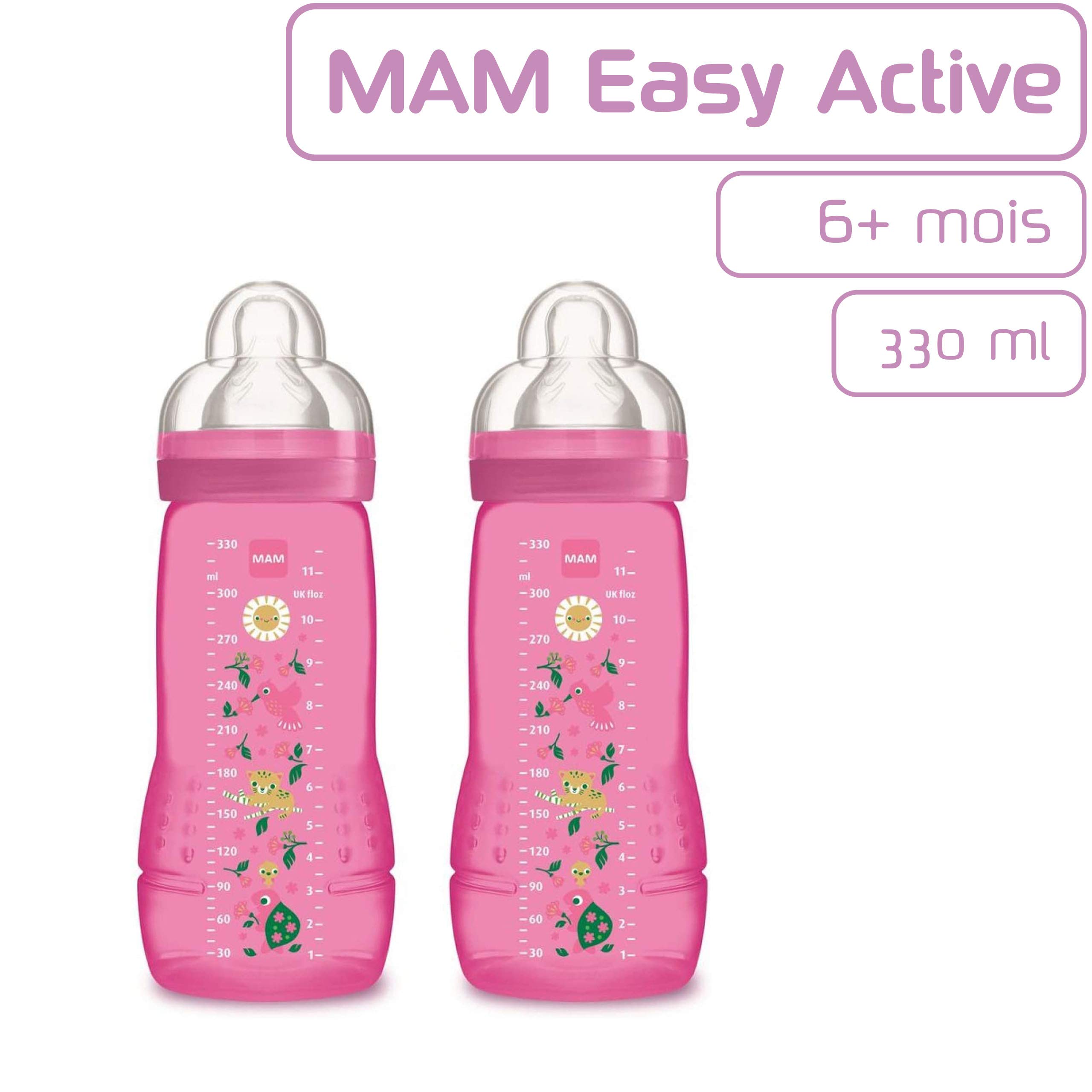 MAM BIBERON 2EME Age Fille Tétine Débit X Lot de 2 (2 x 330 ml)