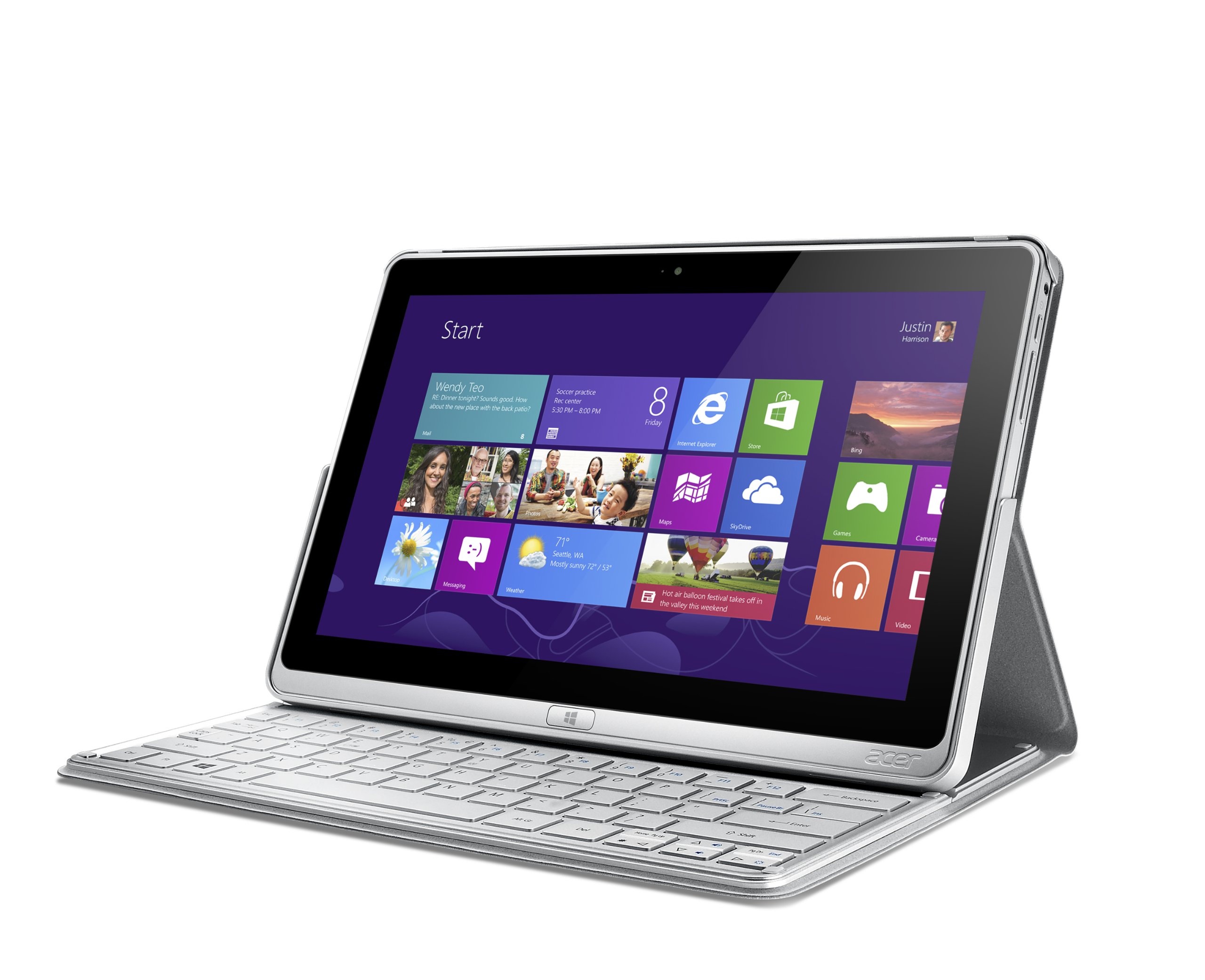 Acer Aspire P3-171-6820 Detachable 2 in 1 Touchscreen Ultrabook (Windows 8, Intel Core i5-3339Y 1.5 GHz, 11.6" LED-lit Screen, Storage: 120 GB, RAM: 4 GB) Silver