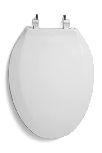 Centoco 2 inch Raised Toilet Seat for Seniors, Elongated, Closed Front with Cover, Plastic, Made in the USA, HL800STS-001, White