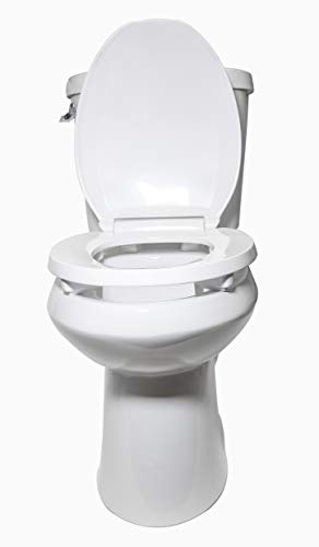 Centoco 2 inch Raised Toilet Seat for Seniors, Elongated, Closed Front with Cover, Plastic, Made in the USA, HL800STS-001, White