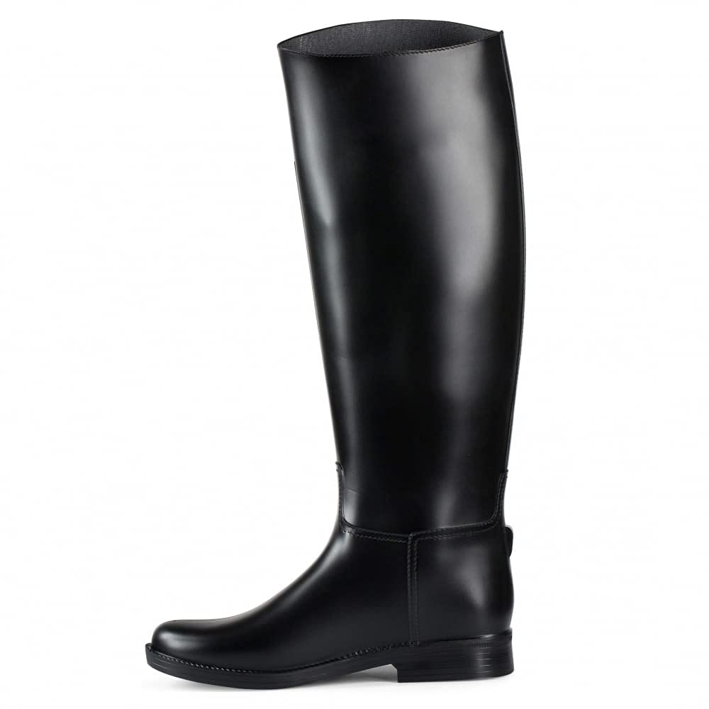 Horze Chester Unisex Adult Sturdy Rubber Equestrian Horse Riding Tall Dress Boots - Black - 7.5