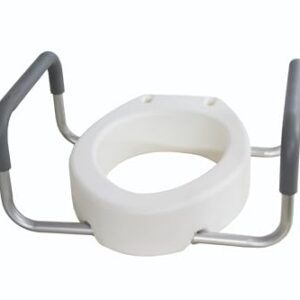 Essential Medical Supply Raised Elevated Toilet Seat Riser for an Elongated Toilet with Padded Aluminum Arms for Support and Compatible with Toilet Seat, Elongated, 19 x 14 x 3.5