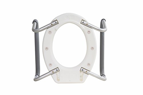 Essential Medical Supply Raised Elevated Toilet Seat Riser for an Elongated Toilet with Padded Aluminum Arms for Support and Compatible with Toilet Seat, Elongated, 19 x 14 x 3.5