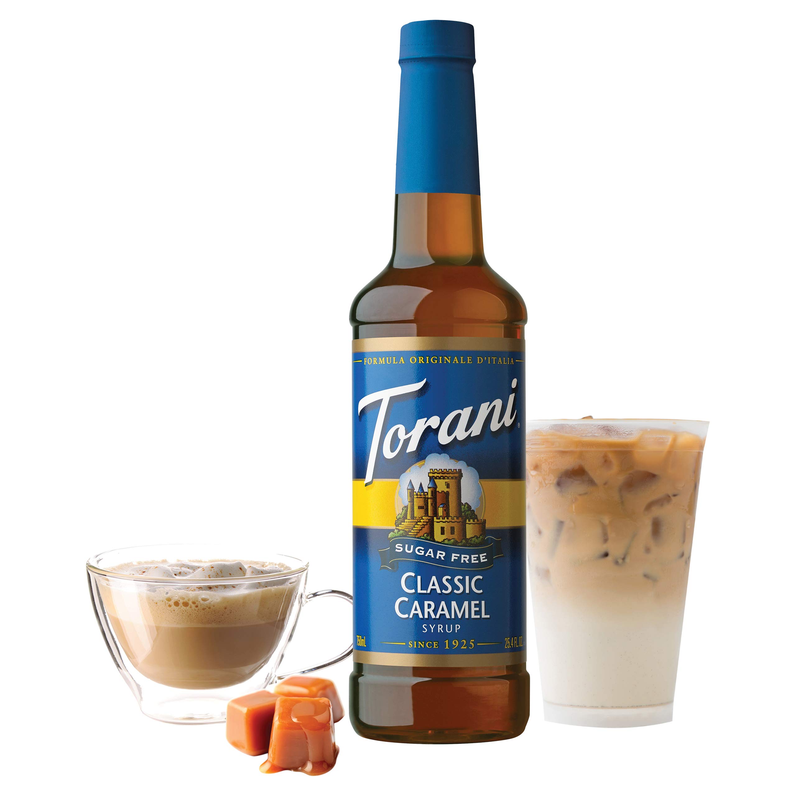 Torani Sugar Free Syrup, Classic Caramel, 25.4 Oz, Pack of 4